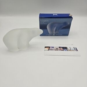 Hadeland Glassverk Isbjorn Frosted Satin Glass Polar Bear Figurine Norway
